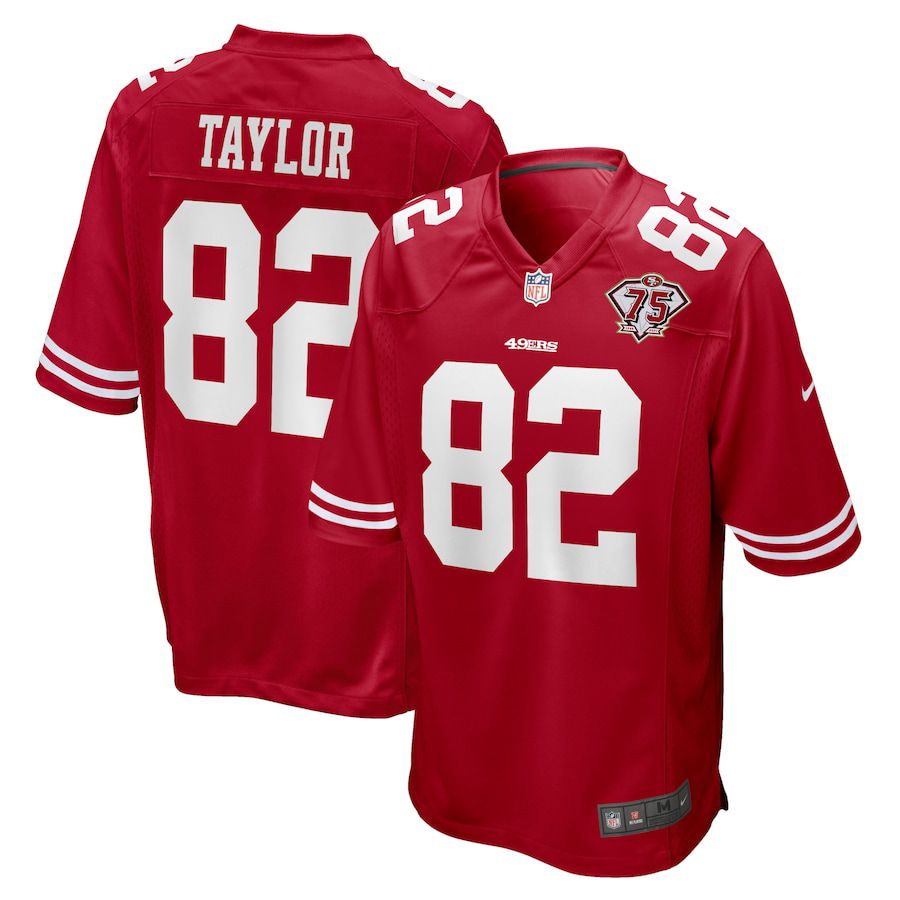 Men San Francisco 49ers #82 John Taylor Nike Scarlet 75th Anniversary Game Retired Player NFL Jersey